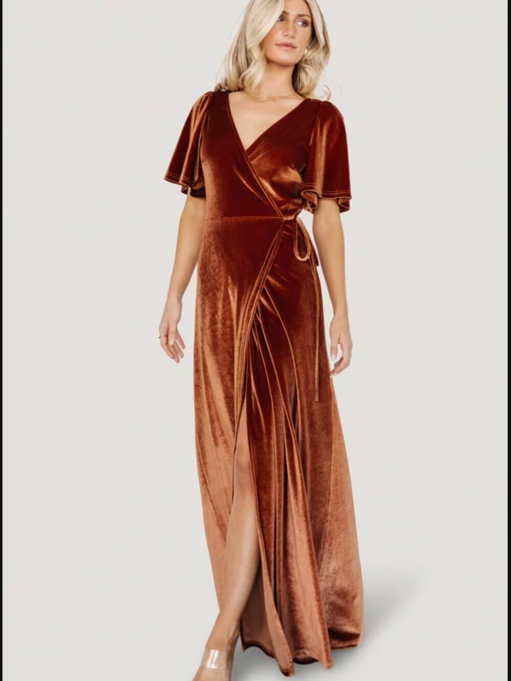 Baltic Born Meghan Velvet Wrap Dress in Spice (S)
